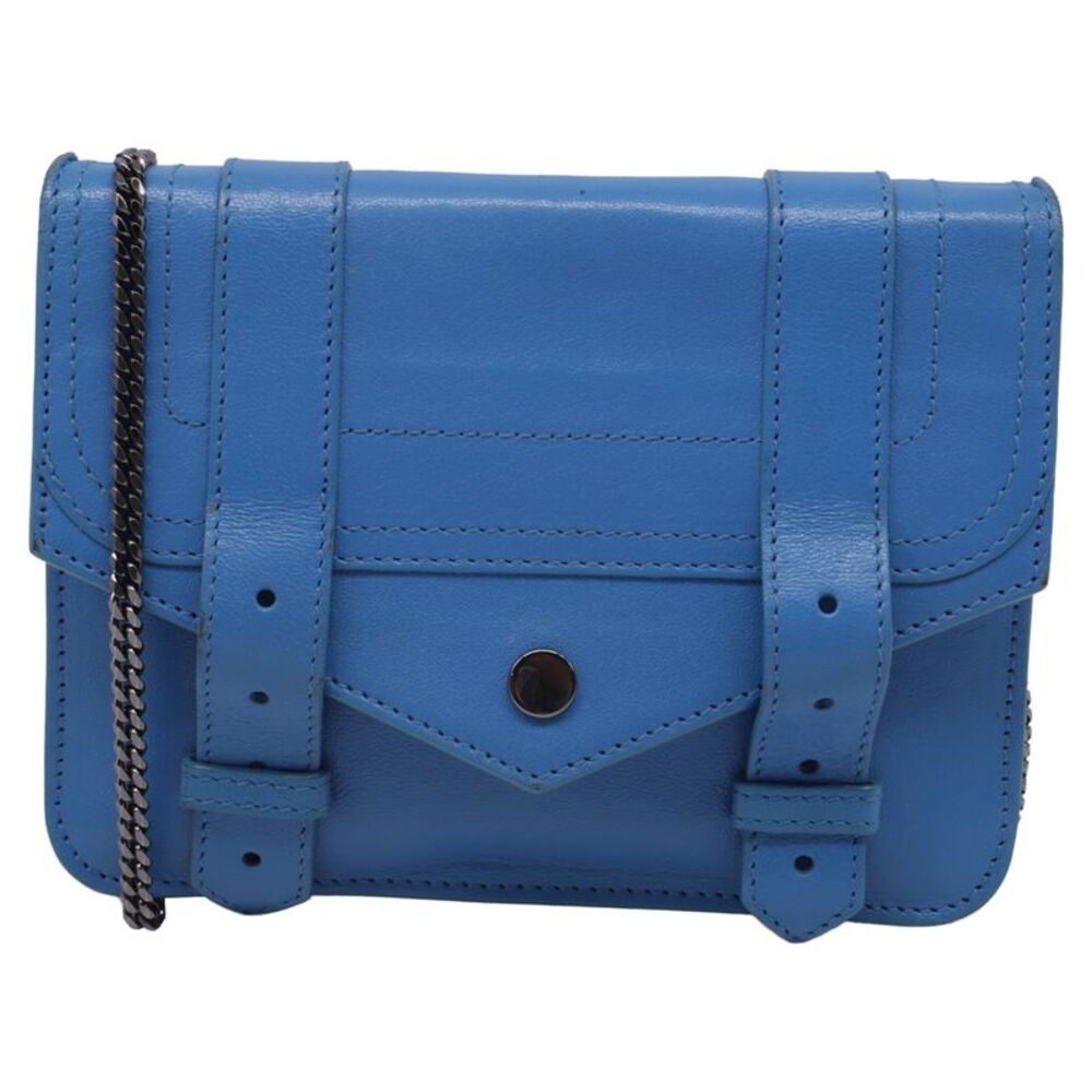 Proenza Schouler Large PS1 Wallet on Chain in Blue Leather
